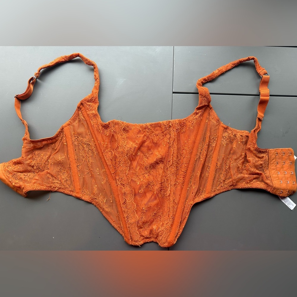 Elegant Lace Bralette/Corset Top in Orange